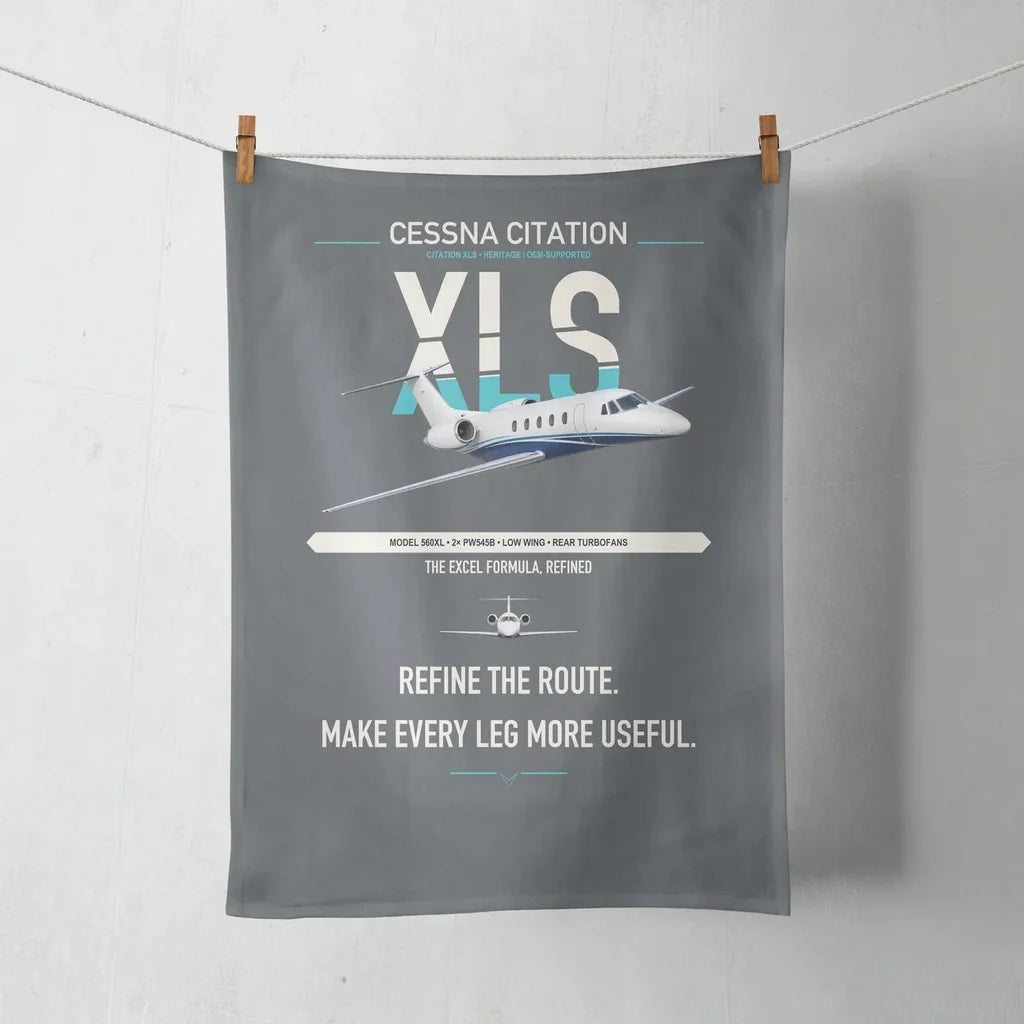 Cessna Citation XLS design on gray towel