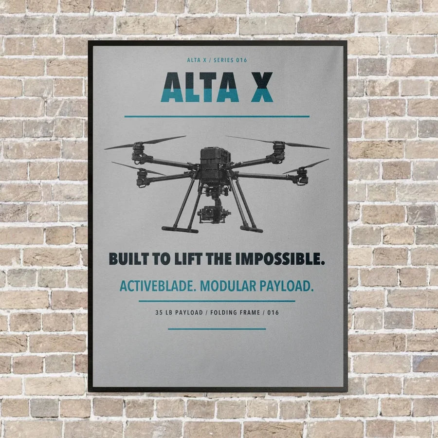 Freefly Alta X vertical canvas print - framed - light gray background