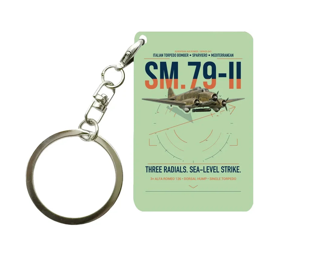 Savoia-Marchetti SM.79-II Sparviero design on light green designed key chain, double-side print