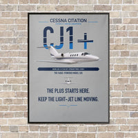 Thumbnail for Cessna Citation CJ1+ vertical canvas print - framed - light gray background