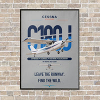 Thumbnail for Cessna 180J Skywagon vertical canvas print - framed - light gray background