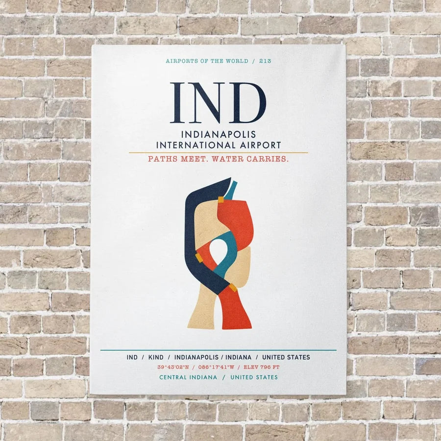 Indianapolis International Airport IND vertical canvas print - no frame - white background
