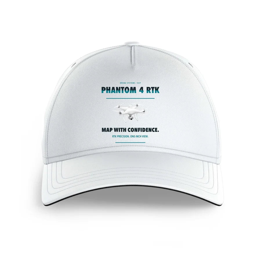 DJI Phantom 4 RTK design on white printed hat