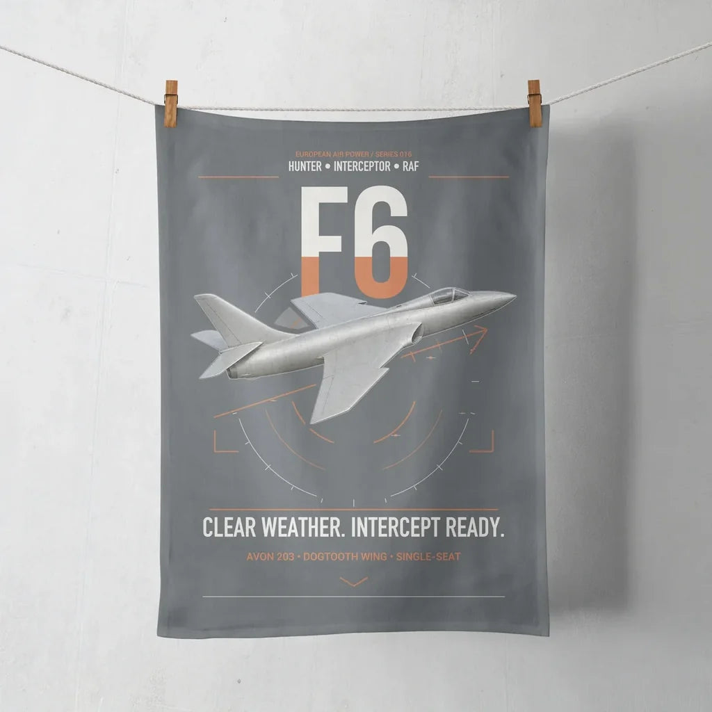 Hawker Hunter F6 design on gray towel