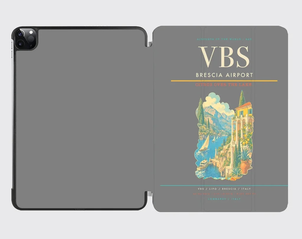 Brescia Airport (VBS) design on gray ipad tablet case