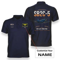 Thumbnail for SB2C-5 Helldiver design on navy blue+name double-side polo t-shirt, double-side print