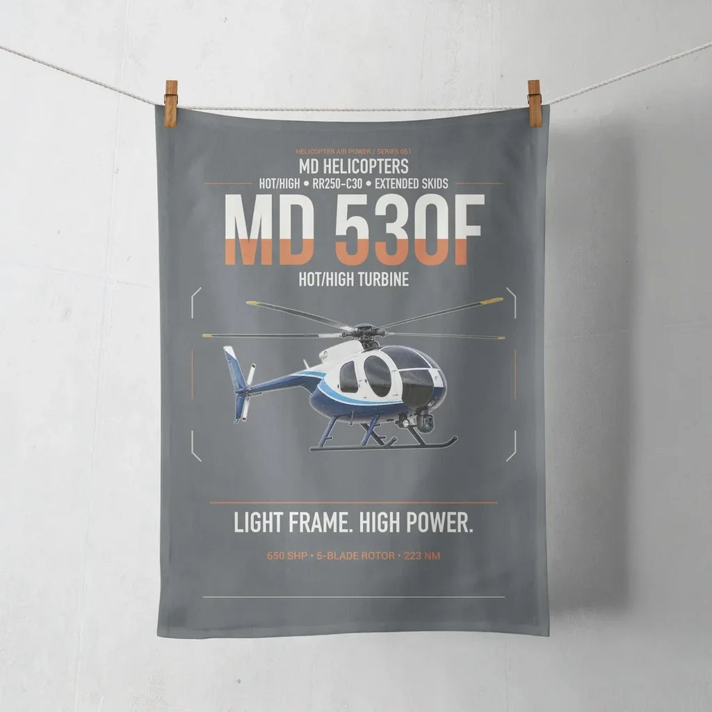 MD Helicopters MD 530F design on gray towel