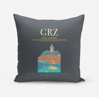 Thumbnail for Graz Airport (GRZ) design on gray pillow