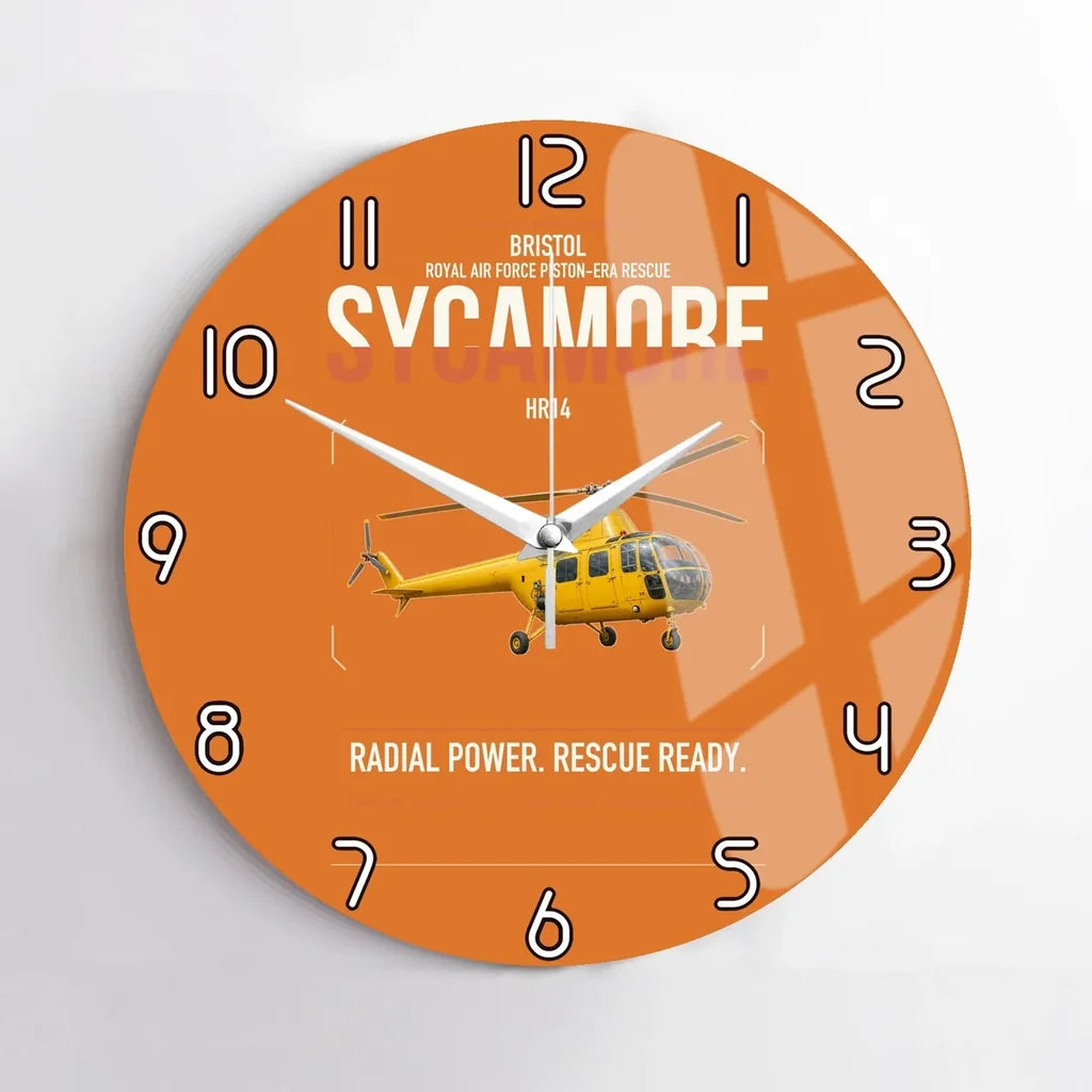 Bristol Sycamore HR14 design on orange no frame wall clock