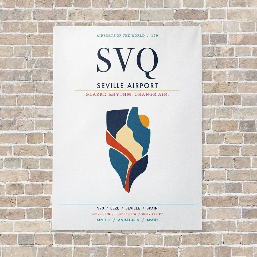 Seville Airport SVQ vertical canvas print - no frame - white background