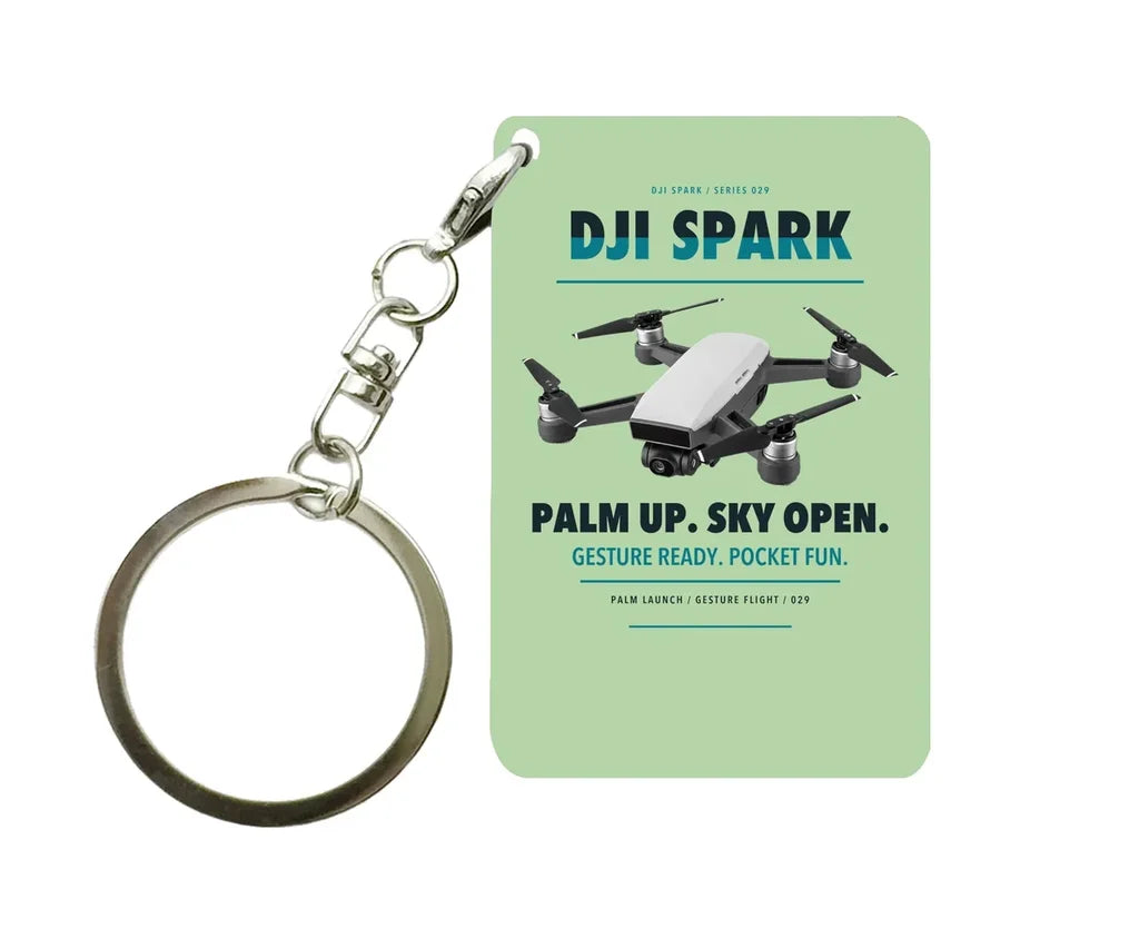 DJI Spark Key Chain design on light green key chain