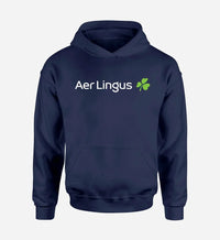 Thumbnail for Aer Lingus Airlines logo printed on navy blue hoodie