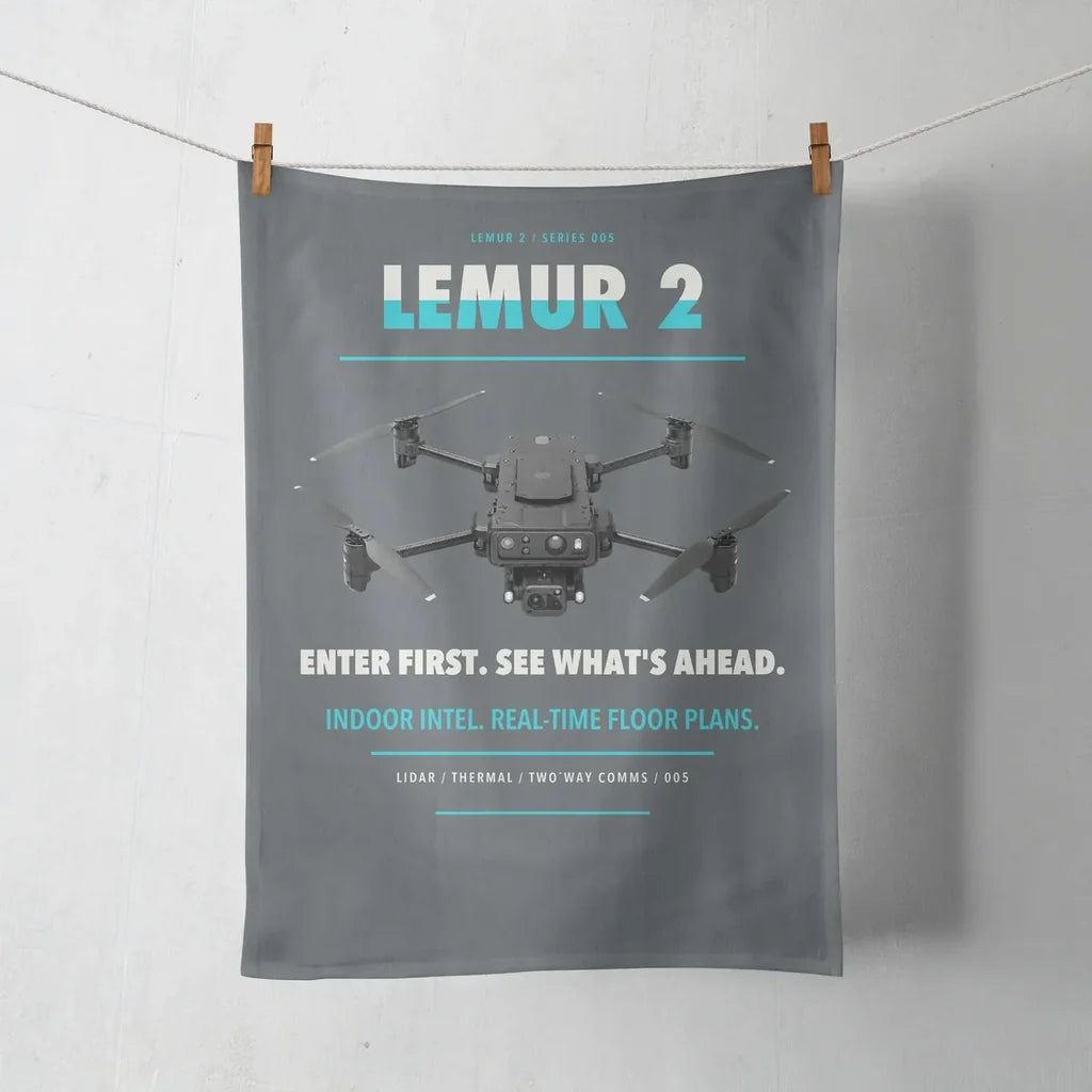 BRINC LEMUR 2 design on gray towel
