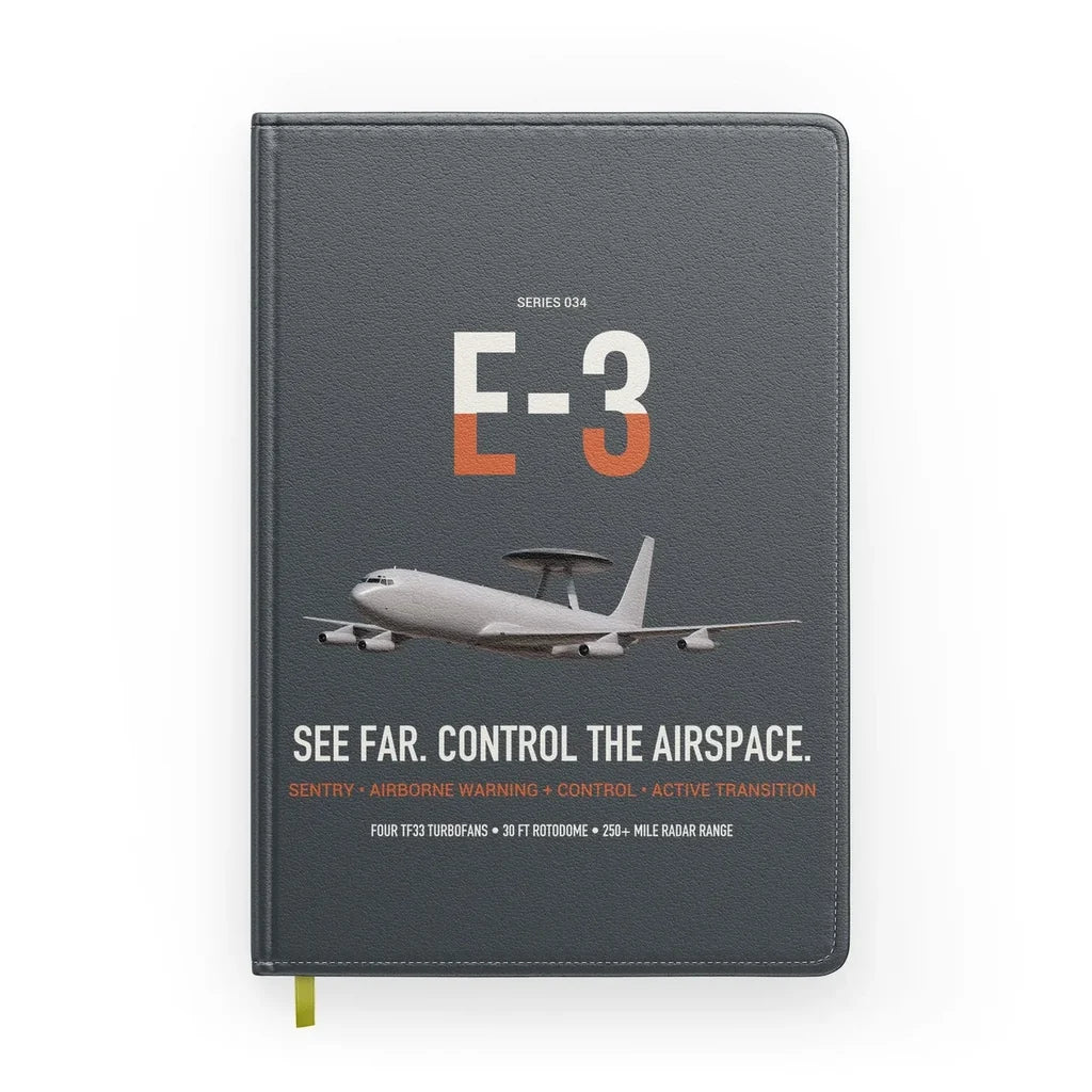 E-3 Sentry AWACS design on gray notebook