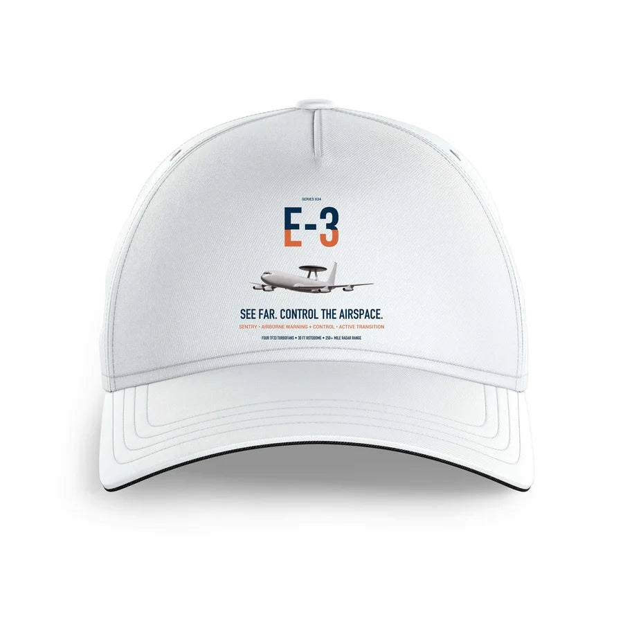 E-3 Sentry AWACS design on white printed hat
