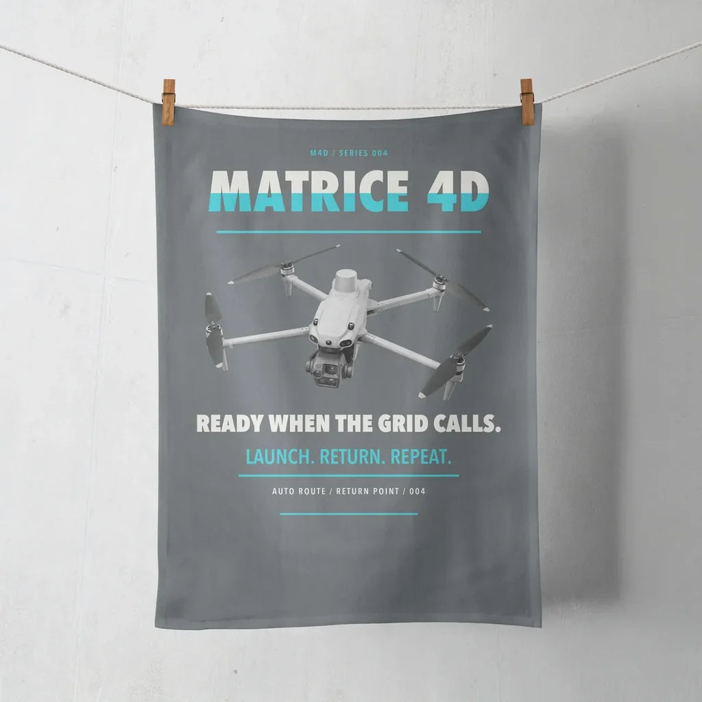 DJI Matrice 4D design on gray towel