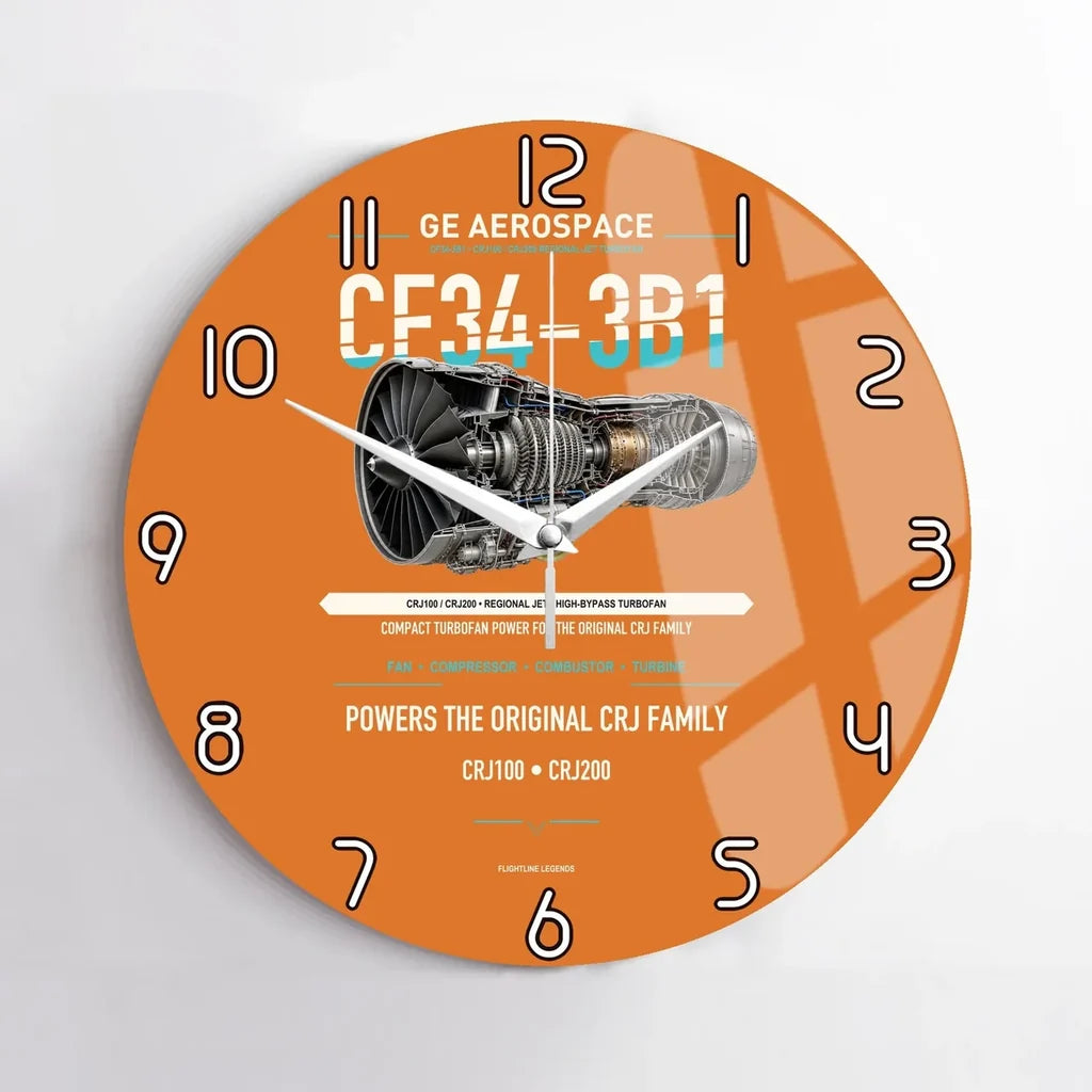 CF34-3B1 design on orange no frame wall clock