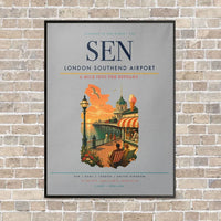 Thumbnail for London Southend Airport SEN vertical canvas print - framed - light gray background