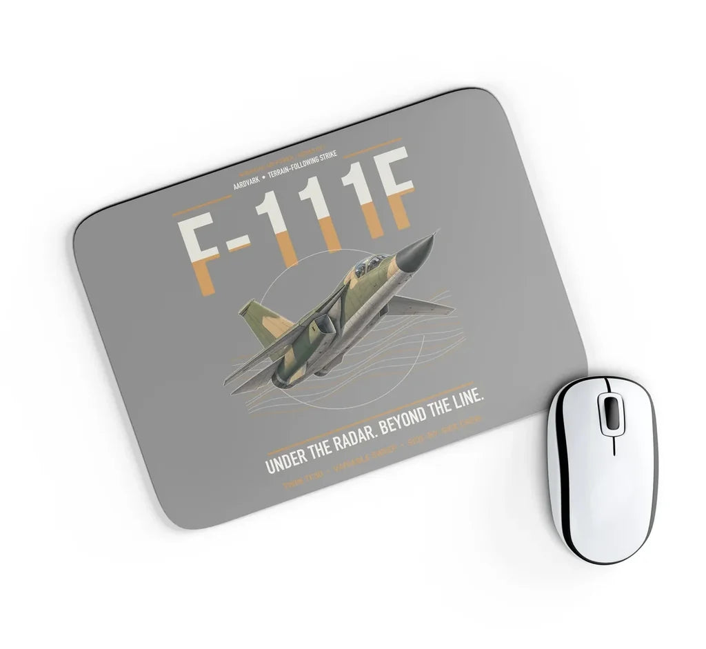 F-111F Aardvark design on gray rectangle mouse pad