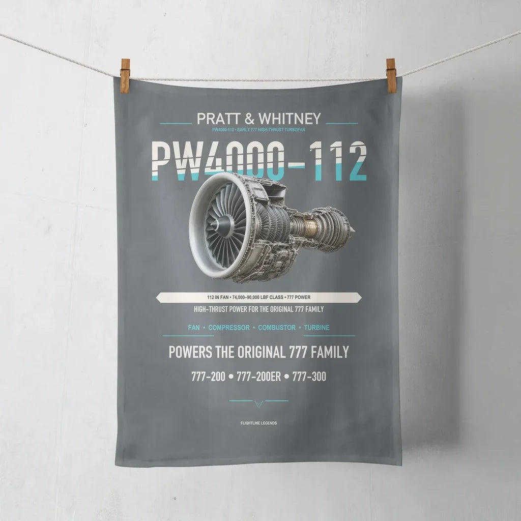 PW4000-112 design on gray towel