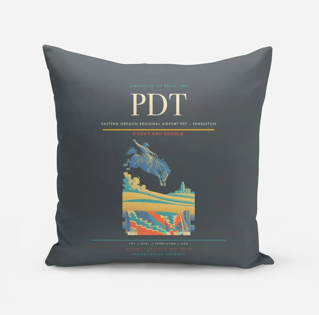 Eastern Oregon Regional Airport (PDT) design on gray pillow