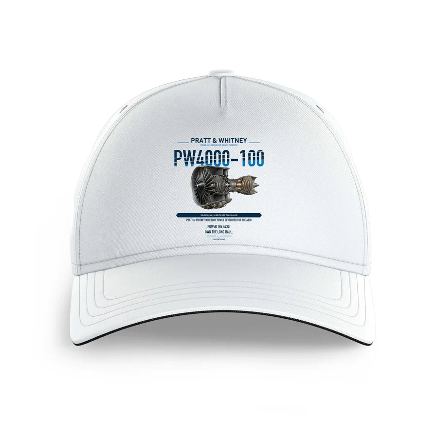 PW4000-100 design on white printed hat