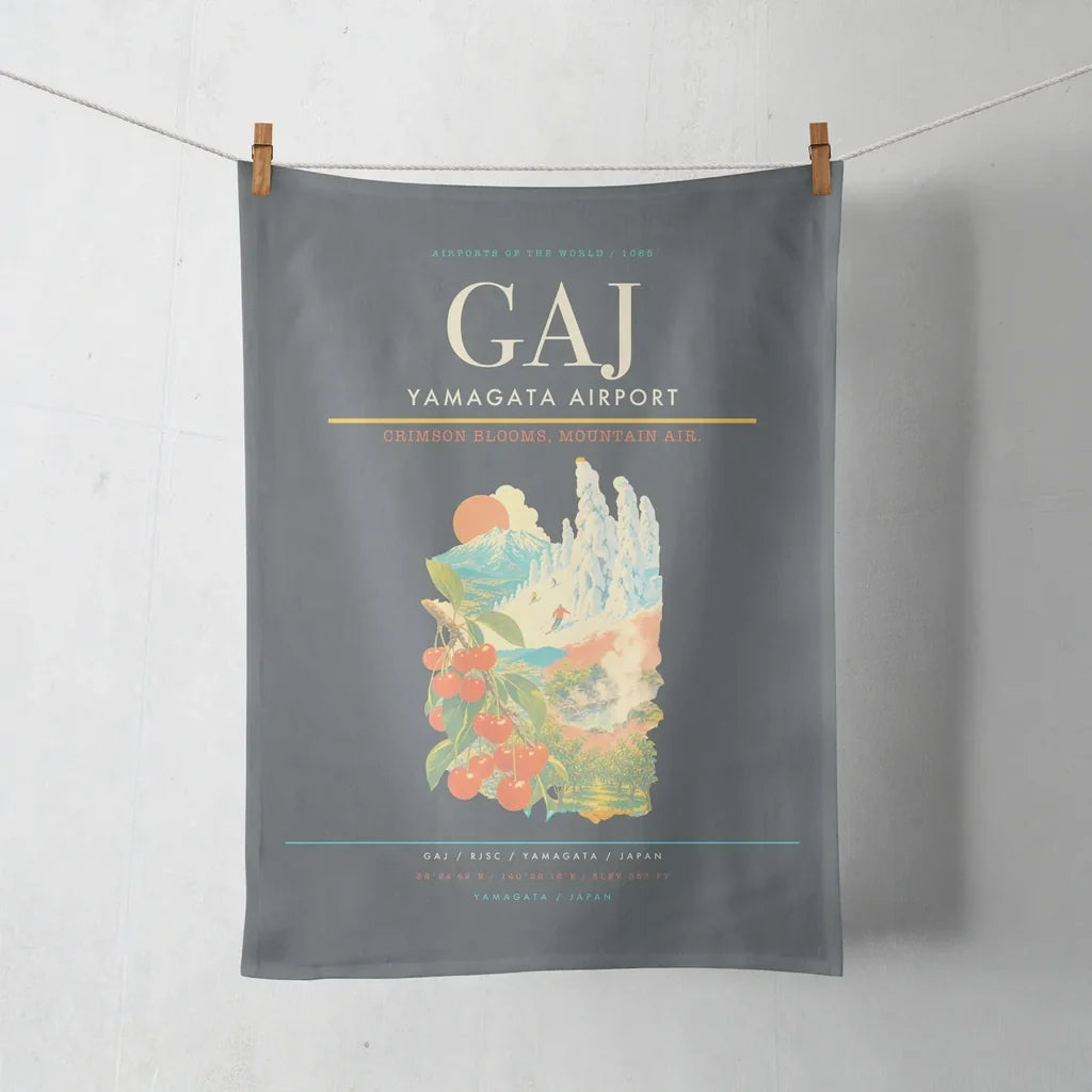 Yamagata Airport (GAJ) design on gray towel