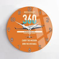Thumbnail for Beechcraft King Air 360 design on orange no frame wall clock