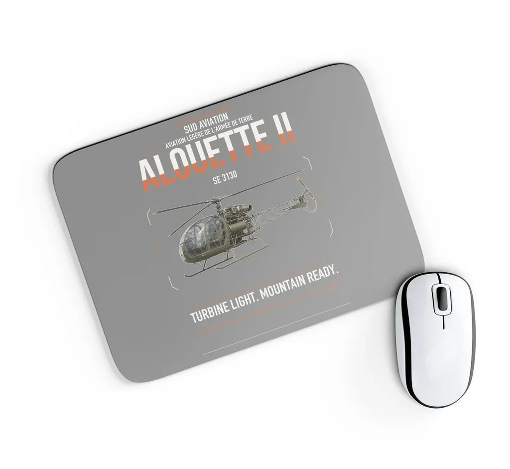 Sud Aviation SE 3130 Alouette II design on gray rectangle mouse pad