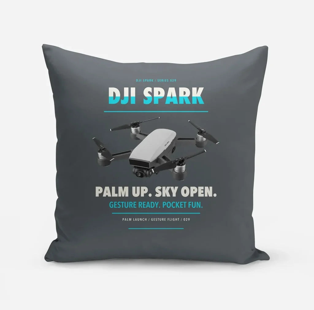 DJI Spark design on gray pillow