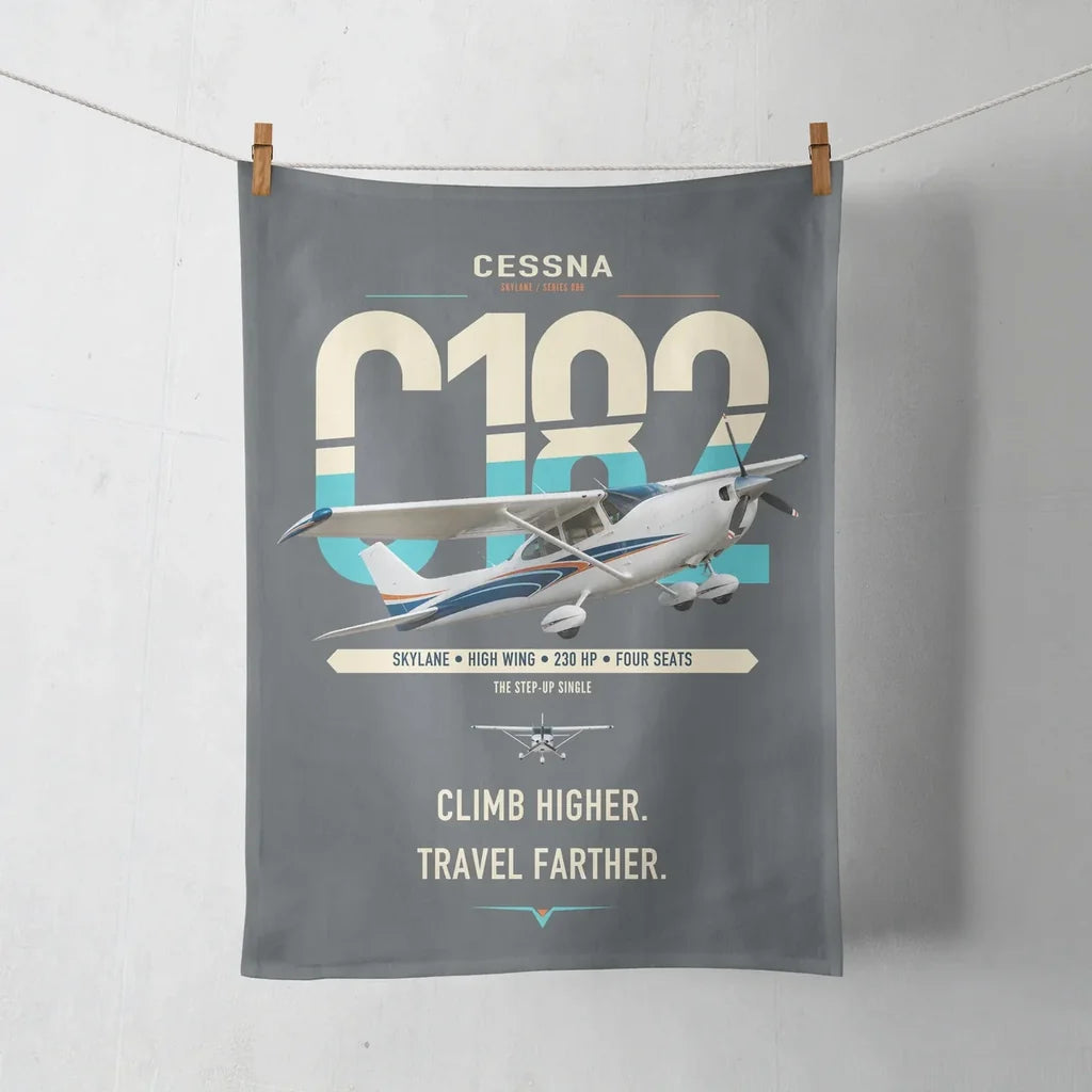 Cessna 182 Skylane design on gray towel