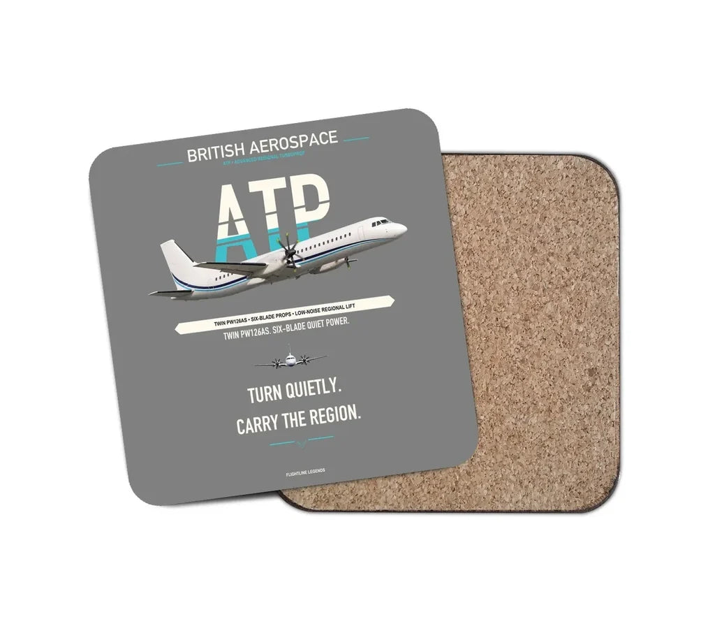 British Aerospace ATP design on gray 1 piece coaster