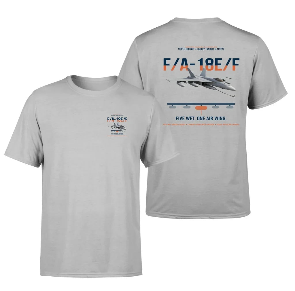 F A-18E F Buddy Tanker design on light gray double-side t-shirt, double-side print