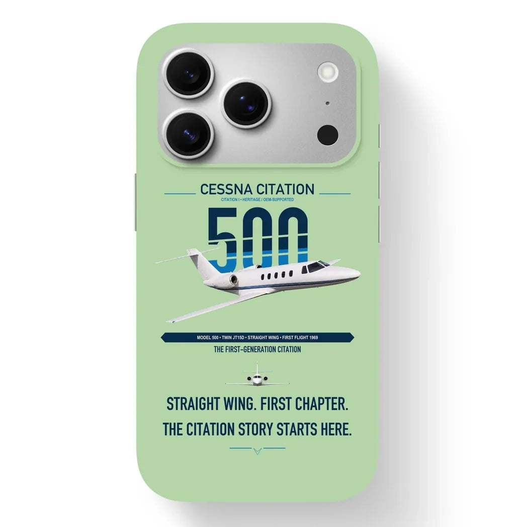 Cessna Citation 500 - Citation I design on light green magsafe iphone case, for iPhone 17 Pro