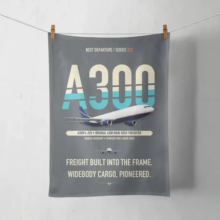 Airbus A300F4-203 design on gray towel
