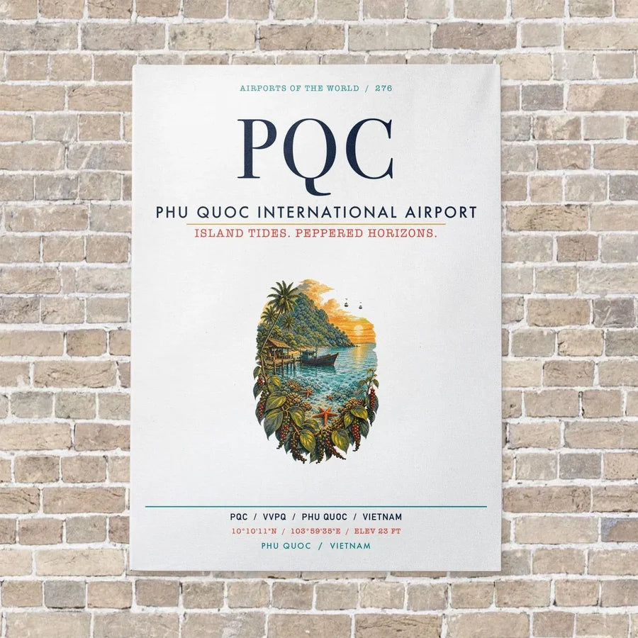 Phu Quoc International Airport PQC vertical canvas print - no frame - white background