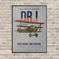 Thumbnail for Fokker Dr.I vertical canvas print - framed - light gray background
