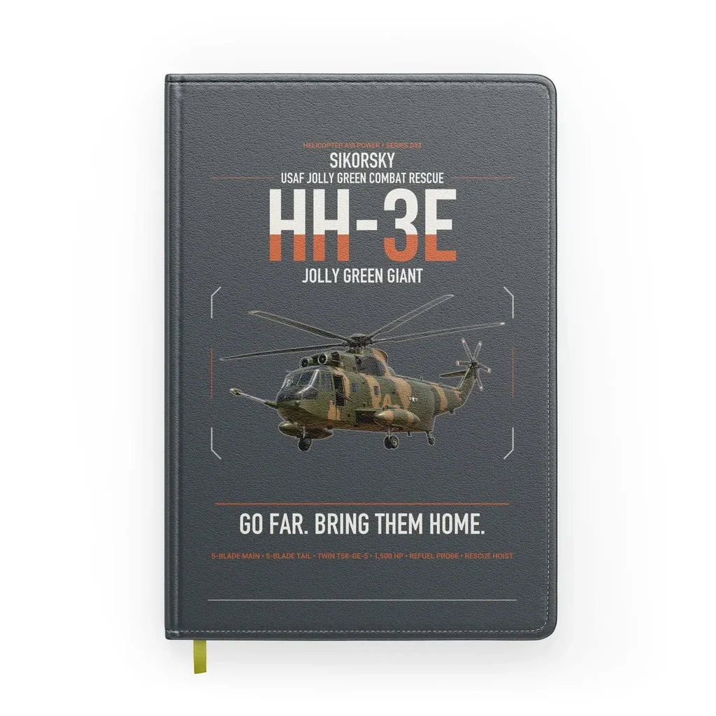 Sikorsky HH-3E Jolly Green Giant design on gray notebook