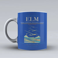 Thumbnail for Elmira Corning Regional Airport (ELM) airport code design on blue ceramic mug