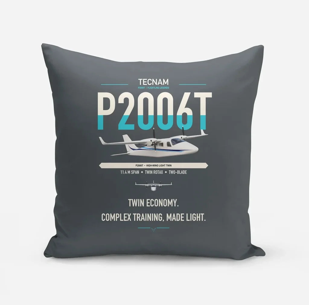 Tecnam P2006T design on gray pillow