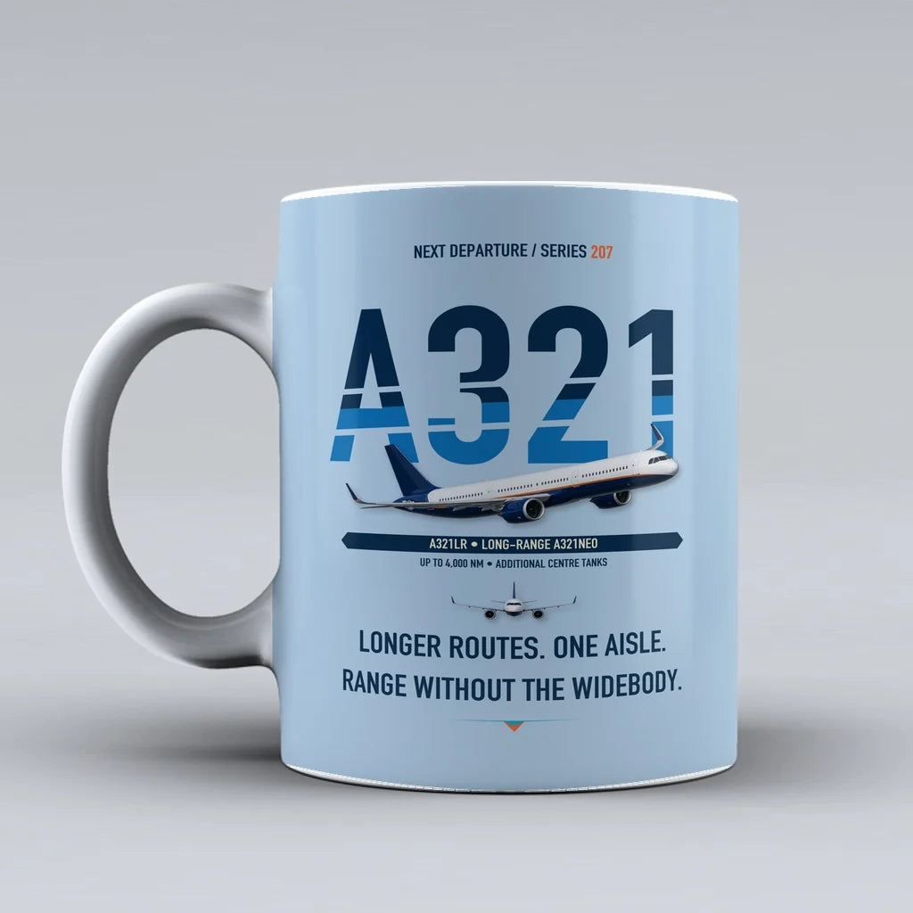 A321LR Mug design on light blue airbus