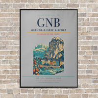 Thumbnail for Grenoble-Isère Airport GNB vertical canvas print - framed - light gray background