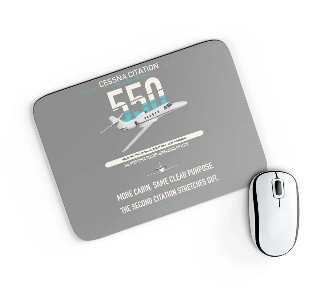 Cessna Citation 550 - Citation II design on gray rectangle mouse pad
