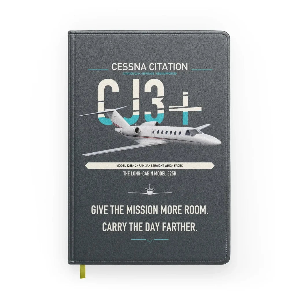 Cessna Citation CJ3+ design on gray notebook
