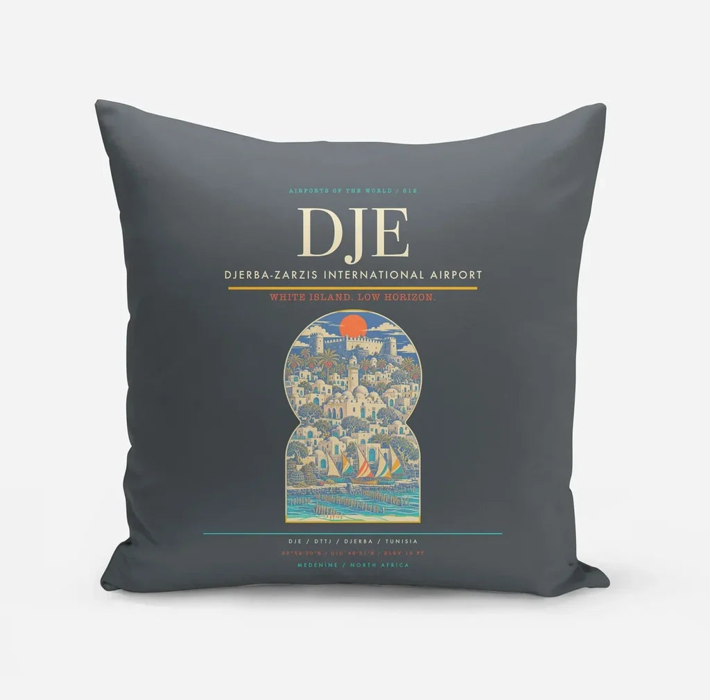 Djerba-Zarzis International Airport (DJE) design on gray pillow