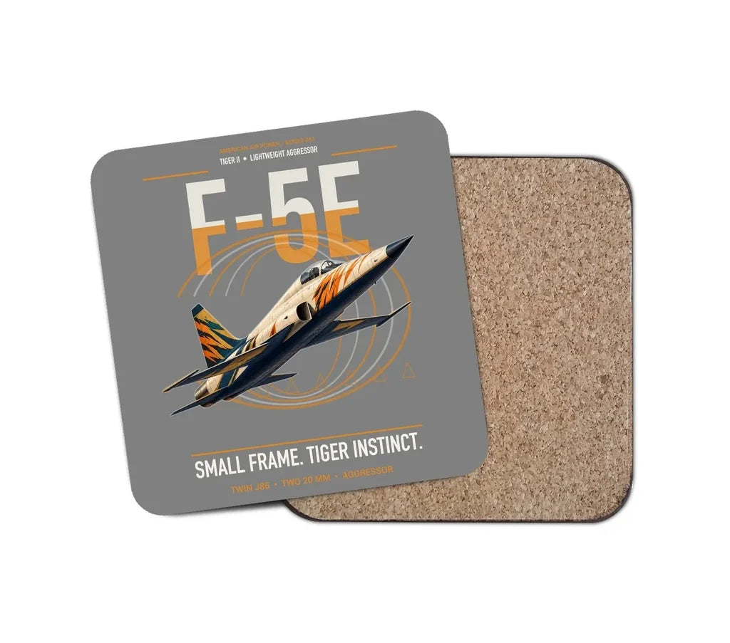 F-5E Tiger II design on gray 1 piece coaster
