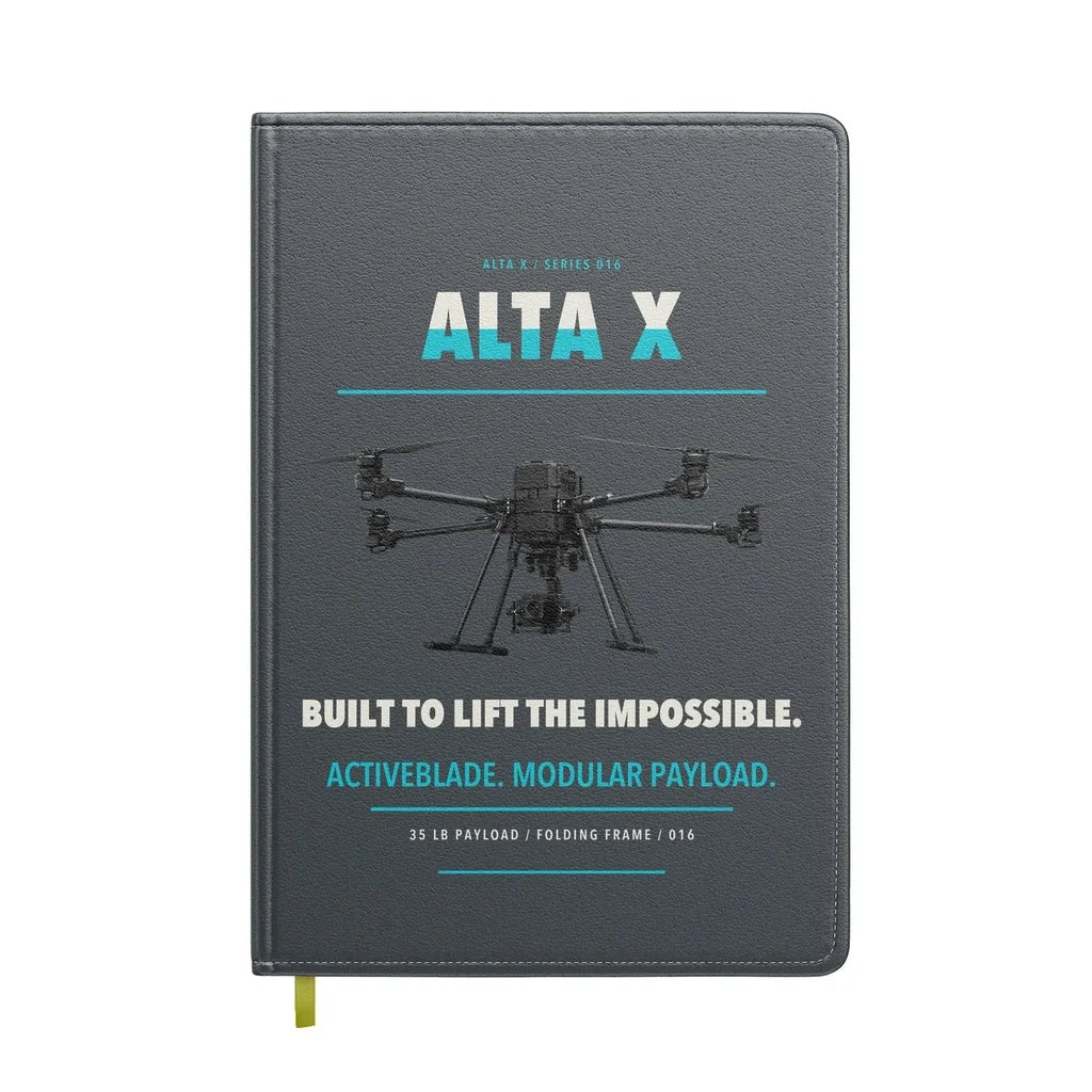Freefly Alta X design on gray notebook