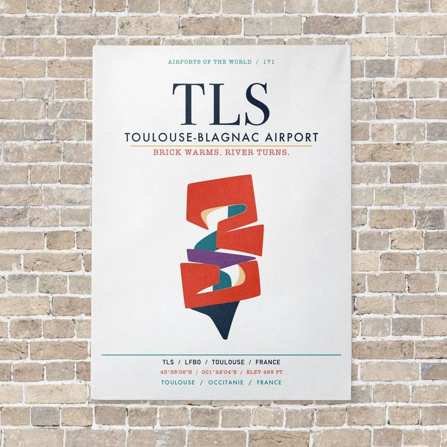 Toulouse-Blagnac Airport TLS vertical canvas print - no frame - white background