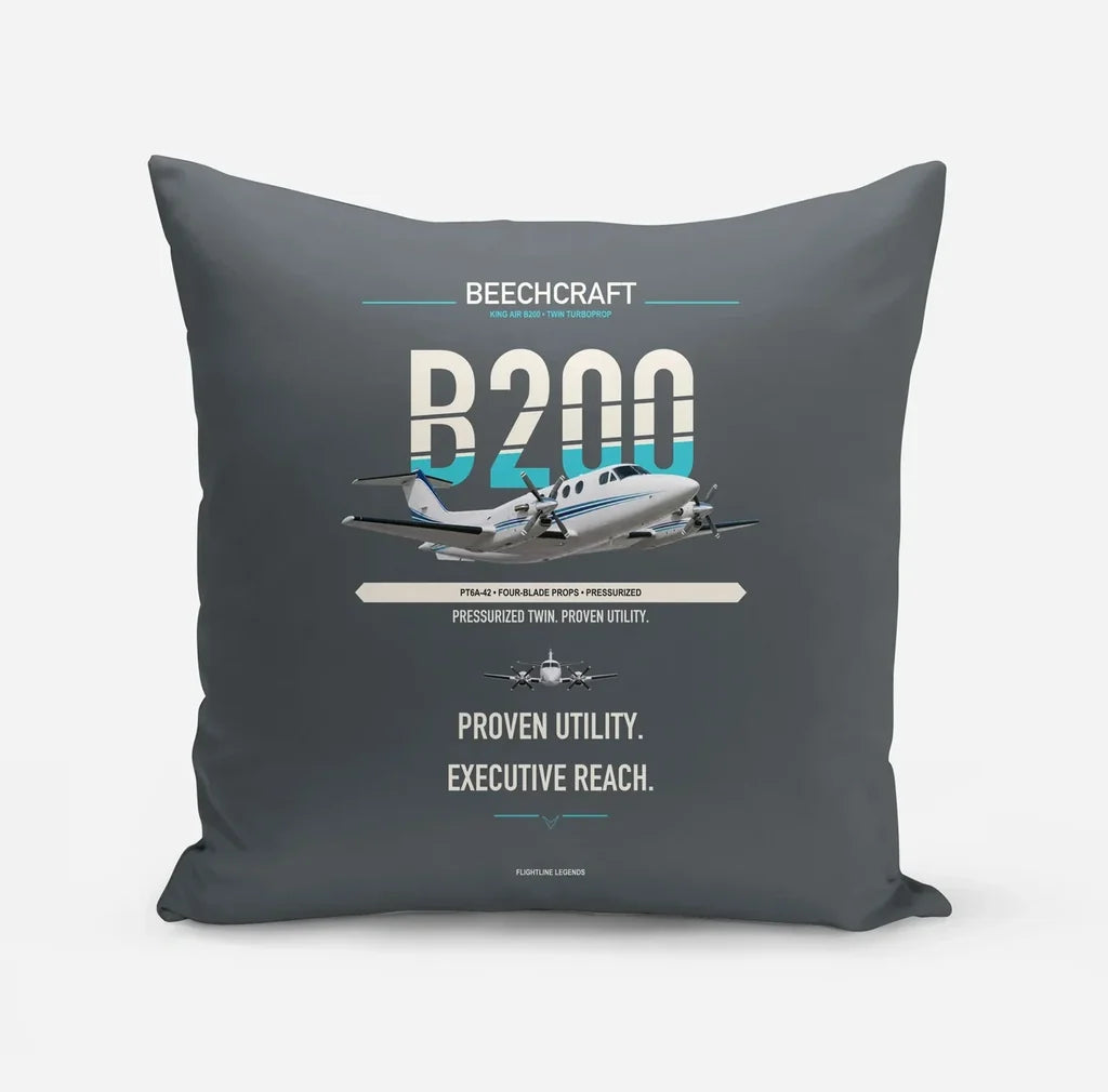Beechcraft King Air B200 design on gray pillow
