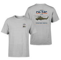 Thumbnail for Sikorsky CH-34C Choctaw design on light gray t-shirt, double-side print